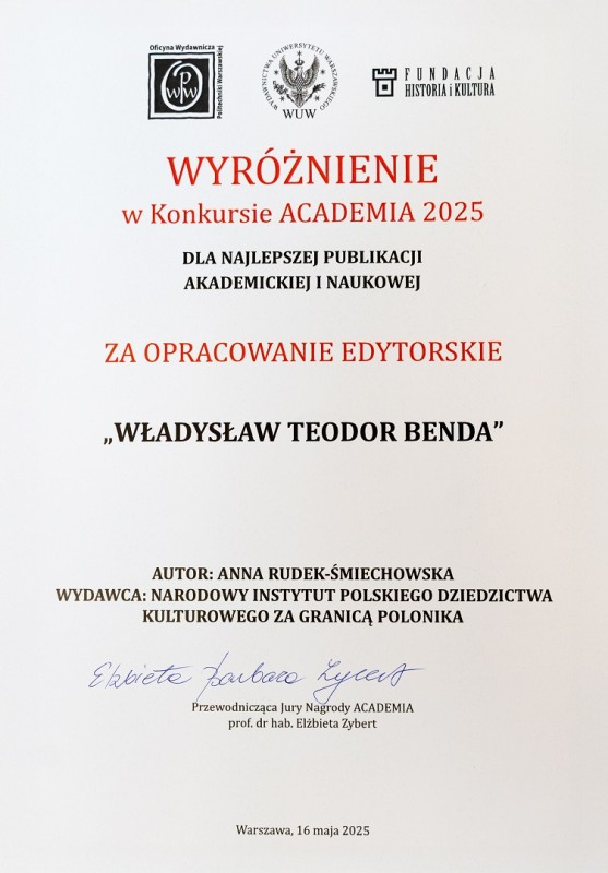 Otwórz galerię (1 fotografii) Wyróżnienie w konkursie ACADEMIA 2025